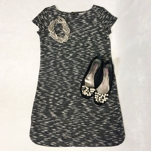 Loft Black and White Boucle Shift Dress